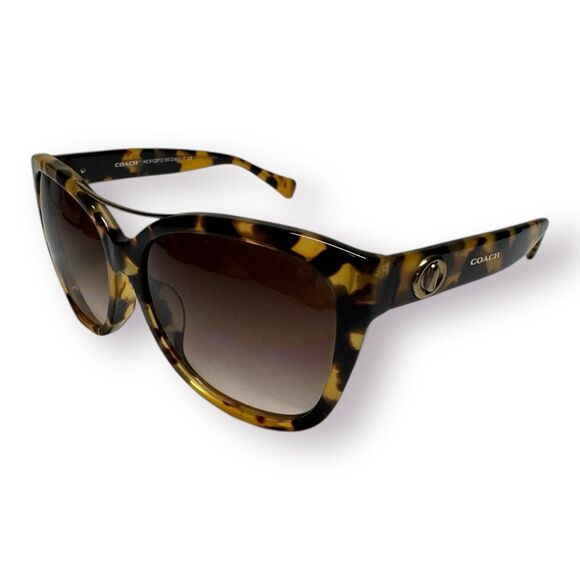Coach‎ HC8122 Oversized Tortoise Sunglasses Brown Gradient Lenses w/ Case 135mm - Picture 1 of 11